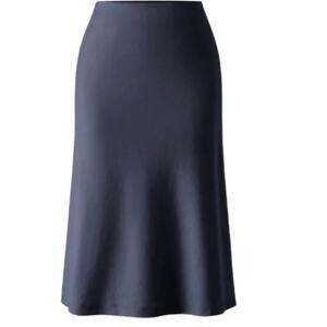 OGL A line Midi Skirt Womens Size Small Yankees BluePockets Suede-Like Drapey